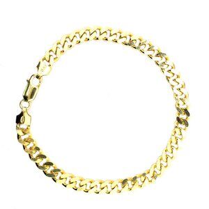18K Yellow Gold Plated Miami 5MM Cuban Link 8." Bracelet For Men's Women silver